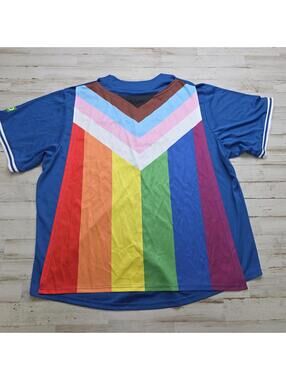 Toronto Blue Jays Rainbow Flag Cape Pride SGA MLB Baseball Jersey Size XL LGBTQ